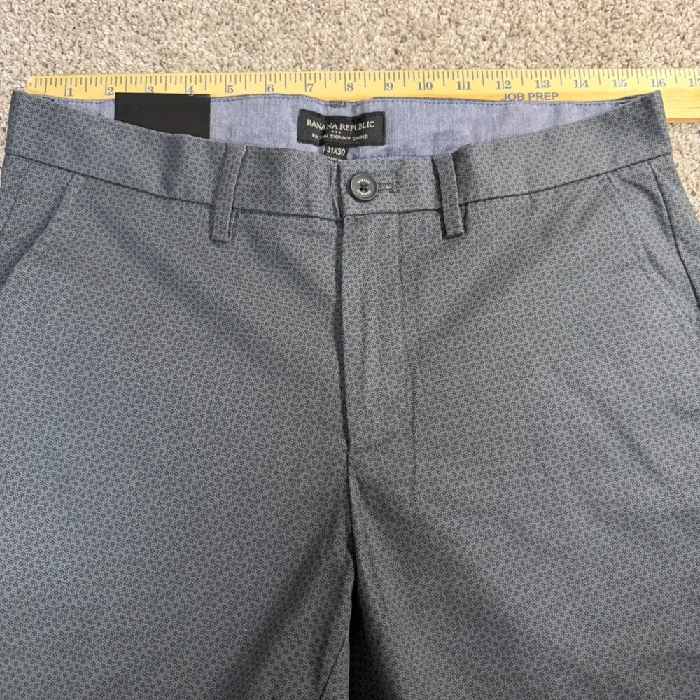 Banana Republic Fulton Skinny Chino Pants Mens 31x30 Grey Geometric Stretch